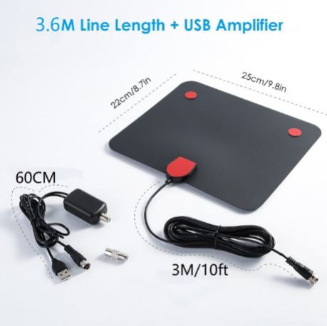 Antena HDTV Wewnętrzna 50-milowa z Wzmacniaczem Sygnału Full HD - Matikas